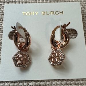 NWOT Tory Burch Rose Gold Hexagon Drop Earrings